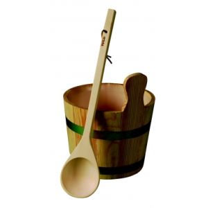 Sauna Bucket and Wooden Ladle