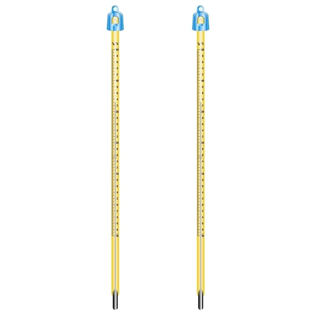 Set of 2 Lab-grade Graduated Glass Mercury Thermometer with Protective Case