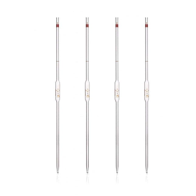 Pack of 4 Heavy Duty Borosilicate Graduated Glass Bulb 2ml Volumetric Pipette Capacity