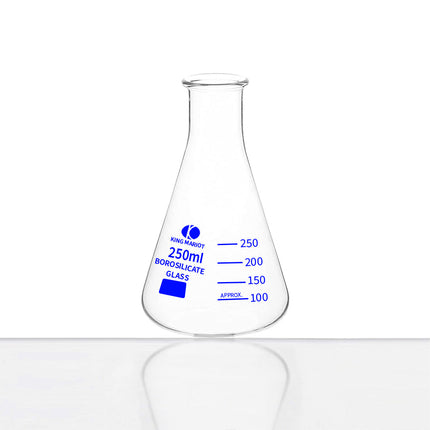 Borosilicate Glass Conical Flask | 250ML Capacity Blue Graduated