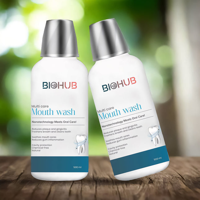 BIOHUB Mouth Wash | 500ML | Multi-Care with Nano Technology | 100% Natural, Plant-Based and Biodegradable Ingredients | Ideal for Oral Health