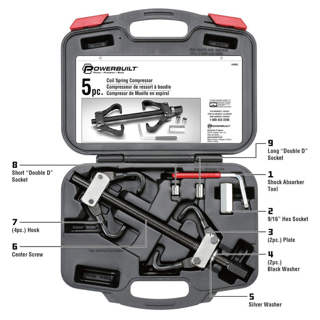 Powerbuilt Coil Spring Compressor Tool Kit, 5 Piece