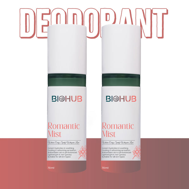 BIOHUB Body Romantic Mist Deodorant | 70ML | 100% Natural, Plant-Based and Biodegradable Ingredients