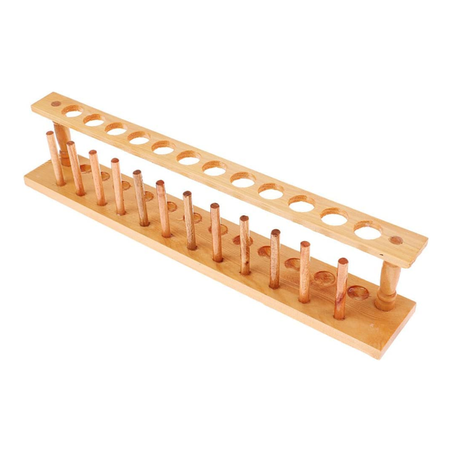 12 Holes Wooden Test Tube Rack with Stand Sticks