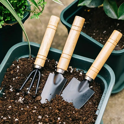 3-Piece Garden Tool Set | Mini Rake, Shovel, and Spade