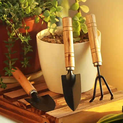 3-Piece Garden Tool Set | Mini Rake, Shovel, and Spade