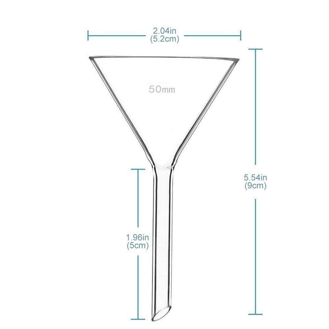 Set of 4 Heavy-Duty Borosilicate Glass Funnels - 50mm x 50mm Diameter