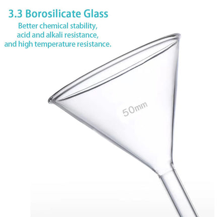 Set of 4 Heavy-Duty Borosilicate Glass Funnels - 50mm x 50mm  Diameter