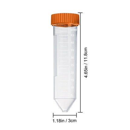 50pcs Conical Plastic Centrifuge Test Tubes 50ml | PP Material