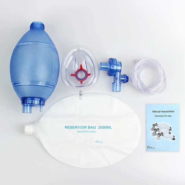 All-in-1 Adult Manual Bag Kit - Ambu Bag with One-Way Valve and Adapter + Heavy Duty Storage Box