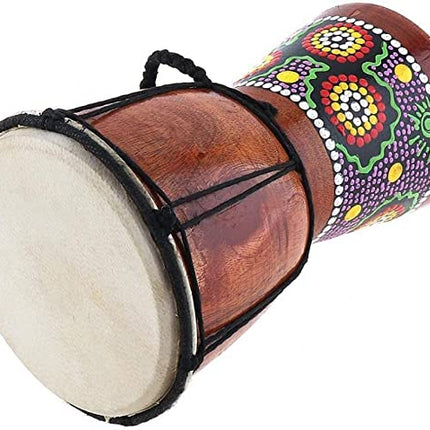 9-inch Traditional African Drum Hand Carved Solid Wood Goat Skin