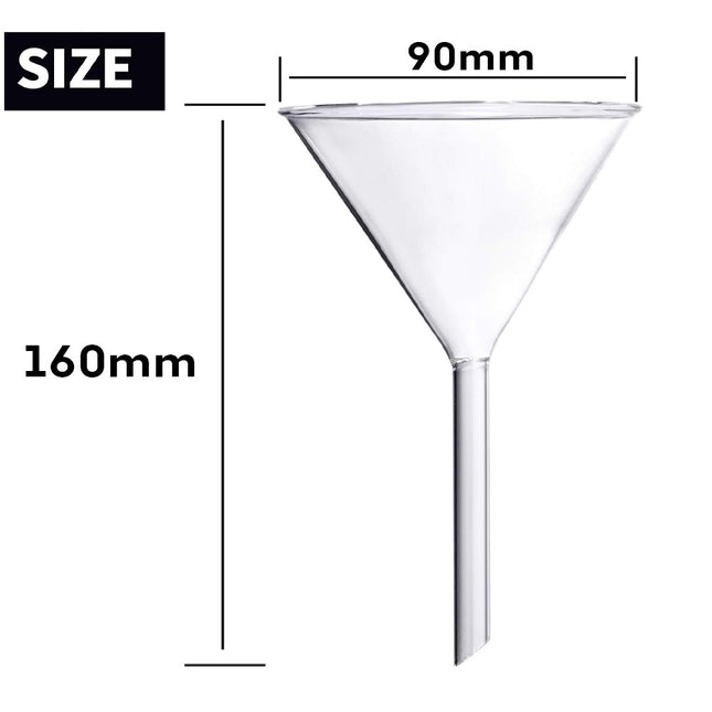 Pack of 2 Heavy-Duty Borosilicate 3.3 Glass Funnels - 90mm Outer Diameter