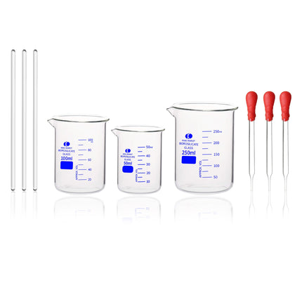 3 Pcs | Graduated Glass Beaker Set | 50ml, 100ml, 250ml