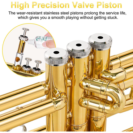 Deluxe Brass Trumpet Kit Gold Lacquer Finish with Instrument Case