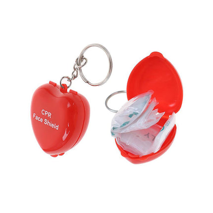 Pack of 6 Mini Protect CPR Mask Mouth Keychain Rescue in Heart Box