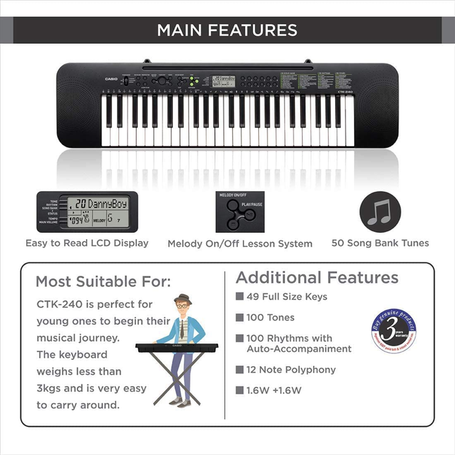 CTK 240 Full Size 49 Keys Keyboard