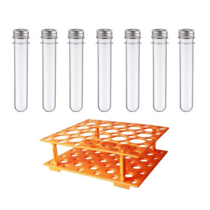 Clear Test Tubes with Test Tube Rack