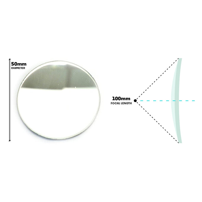 1pcs Concave Mirror, Spherical | 50mm Diameter and 100mm Focal Length