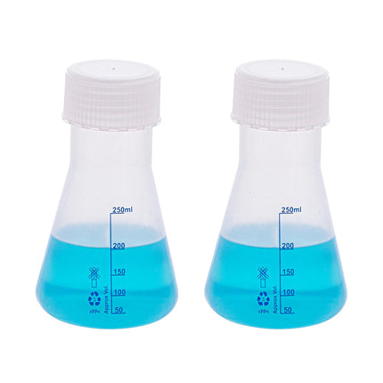 250ML Plastic Transparent Conical Flask with Screw Cap