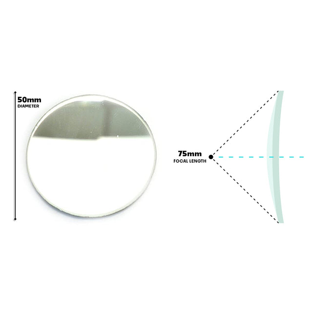 1pcs Convex Mirror Lens | 50mm Diameter and 75mm Focal Length