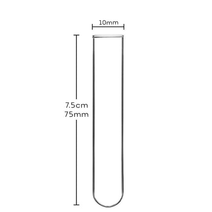 Pack of 20 Heavy-Duty Borosilicate 3.3 Cylindrical Glass Test Tube | Vol. 3ML | 75mm Length x 10mm Diameter