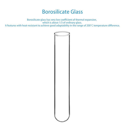 Pack of 20 Heavy-Duty Borosilicate 3.3 Cylindrical Glass Test Tube | Vol. 3ML | 75mm Length x 10mm Diameter