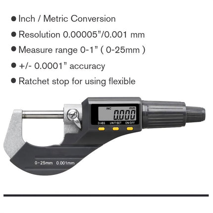 Digital Micrometer | 0-1"/0-25mm Range