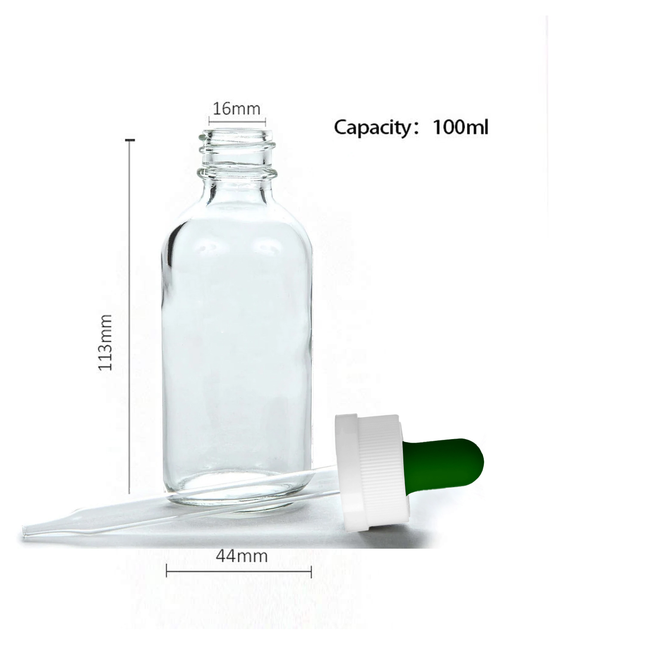 Set of 3 Transparent 100ml Heavy Duty Borosilicate 3.3 Glass Bottle With Graduated Calibrated Dropper Storage Bottle