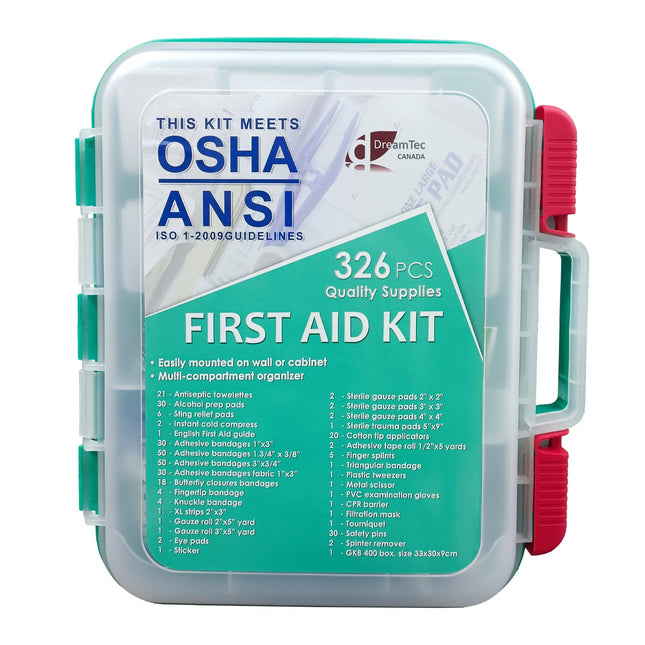 First Aid Kit 326 pcs | Quality Medical Supplies | Wall or Cabinet Mountable | OSHAD Standard