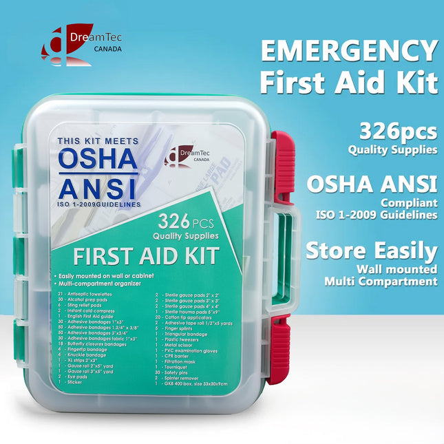 First Aid Kit 326 pcs | Quality Medical Supplies | Wall or Cabinet Mountable | OSHAD Standard