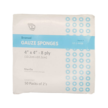 50 Packs of 2's | Premium Gauze Sponges 4" x 4" - 8 Ply