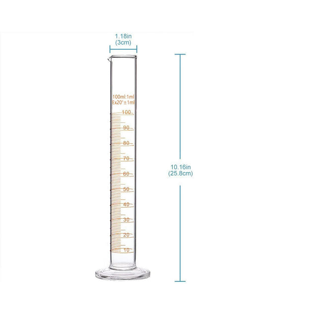 1Pcs | Graduated Glass Cylinder | 100ml Capacity