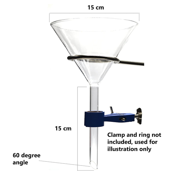 1pcs Heavy-Duty Borosilicate 3.3 Glass Funnels, 150mm Outer Diameter