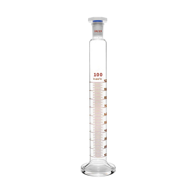 Measuring Cylinder, 100ml | Borosilicate Glass | Stopper | Round Base | Graduations