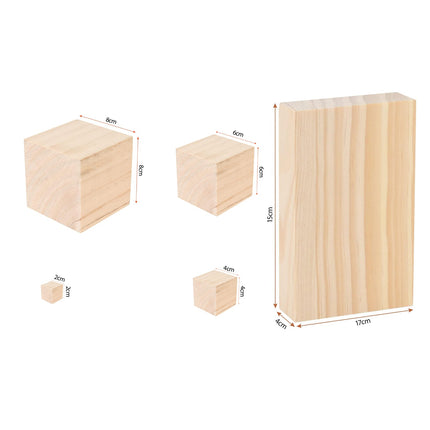 5 Pcs | Hardwood Cube Blocks Set