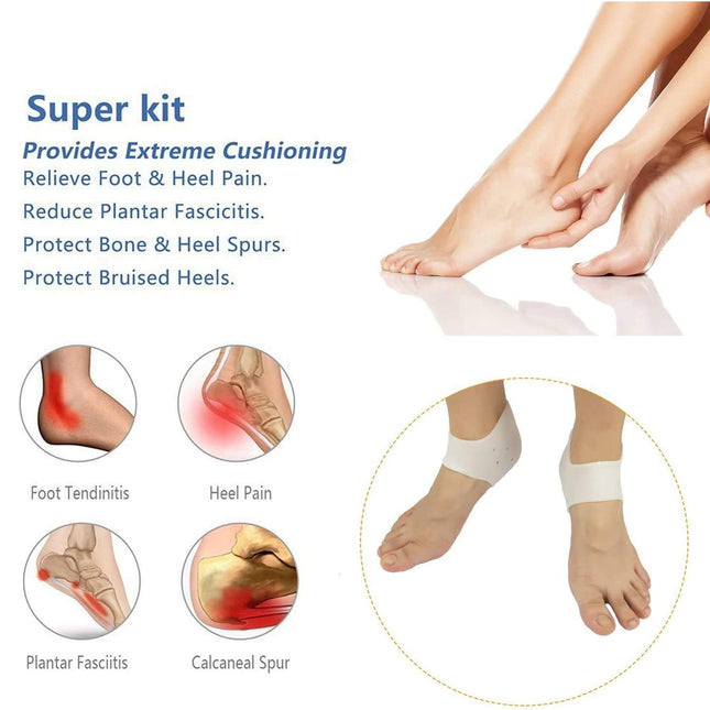 Set of 2 Pairs | Heel Protector | Gel Heel Cushion Silicone