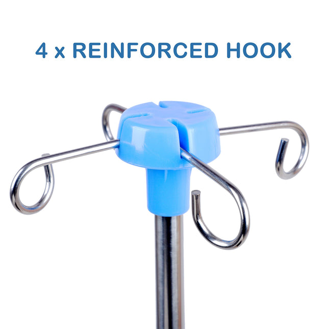 I.V. Stand | Stainless Steel | Strong with 4 Hooks