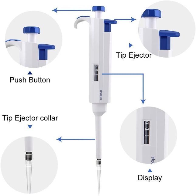 10-100 μl Single-Channel Pipette Precision Adjustable Pipettor