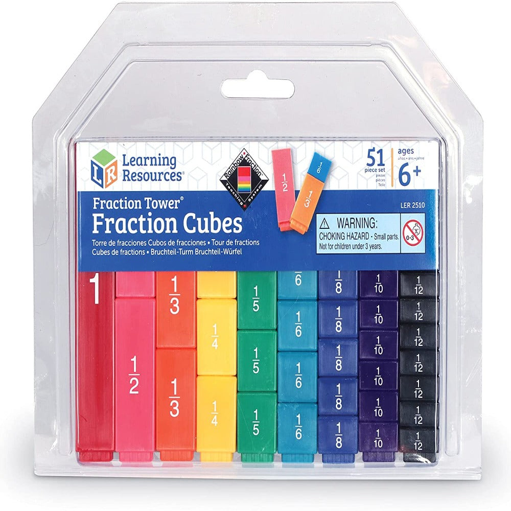 Fraction Collection Box Learning Resources Fraction Tower Fraction Cubes 51 Pieces – Vision ...