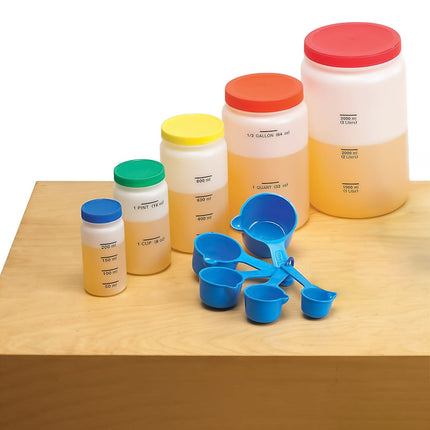 Liquid Volume Measurement Set | Deluxe Set Includes 5 Measuring Jars and 5 Measuring Cups