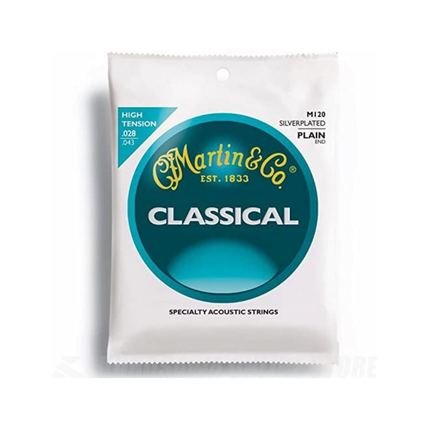 Martin M120 Silverplated Classical Guitar Strings, High Tens