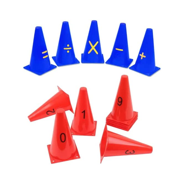 Pack of 15 Math Numbered Cones (0-9)