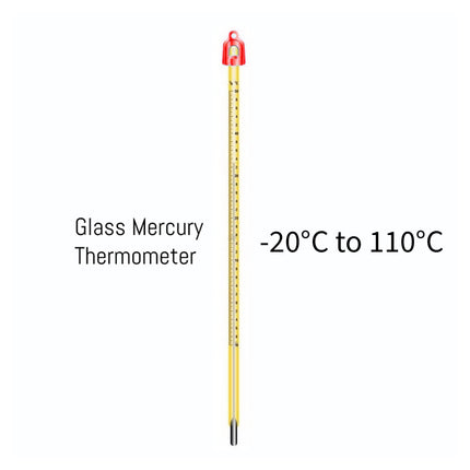 '-20℃ to 110℃ Glass Yellow Mercury Thermometer + Protective Case