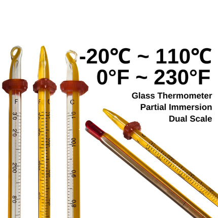 '-20℃ to 110℃ Glass Yellow Mercury Thermometer + Protective Case