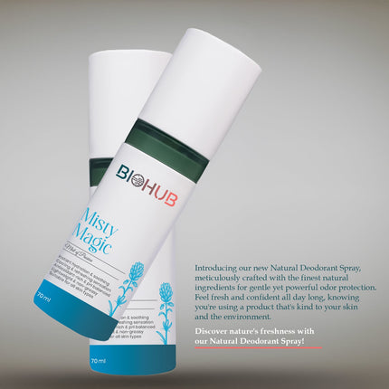 BIOHUB Misty Magic Deodorant | 70ML | 100% Natural, Plant-Based and Biodegradable Ingredients