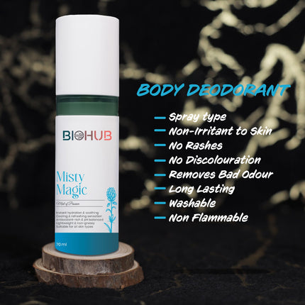 BIOHUB Misty Magic Deodorant | 70ML | 100% Natural, Plant-Based and Biodegradable Ingredients