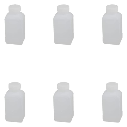 Pack of 6 HDPE 250ml Heavy Duty Wide Neck Reagent Square Bottle