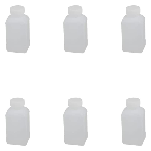 Pack of 6 HDPE 250ml Heavy Duty Wide Neck Reagent Square Bottle