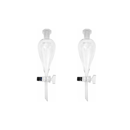 Pack of 2 125ml Capacity Glass Conical Separatory Funnel