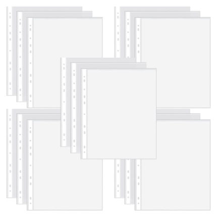 Pack of 250 A4 11 Hole PP Loose Leaf File Letter Clear Page Protectors